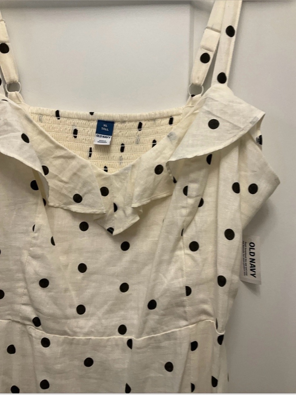 Old Navy Cream Polka Dot Ruffle Strap Maxi Dress XL Tall